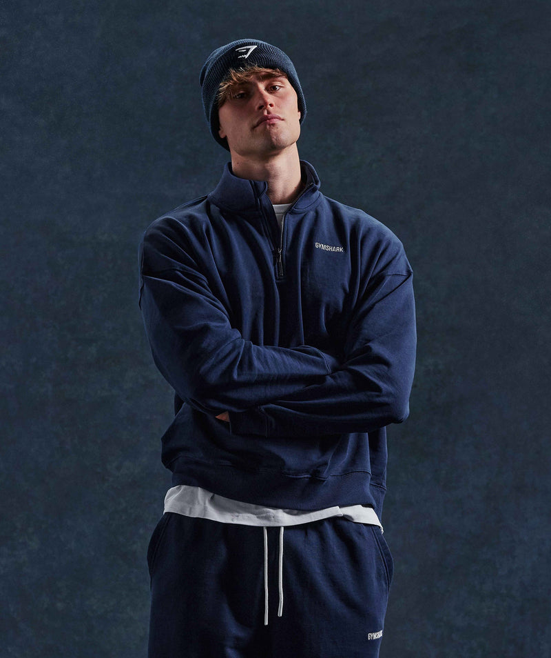 Gymshark Rest Day Sweats 1/4 Zip - Navy 