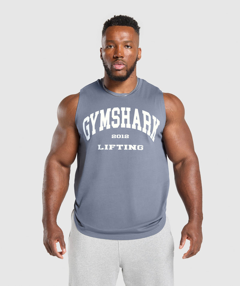 Gymshark 2012 Lifting Cut off Tank - Iron Blue 