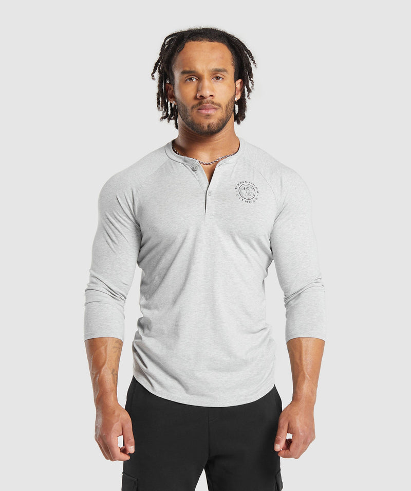 Gymshark Legacy Henley - Light Grey Marl 